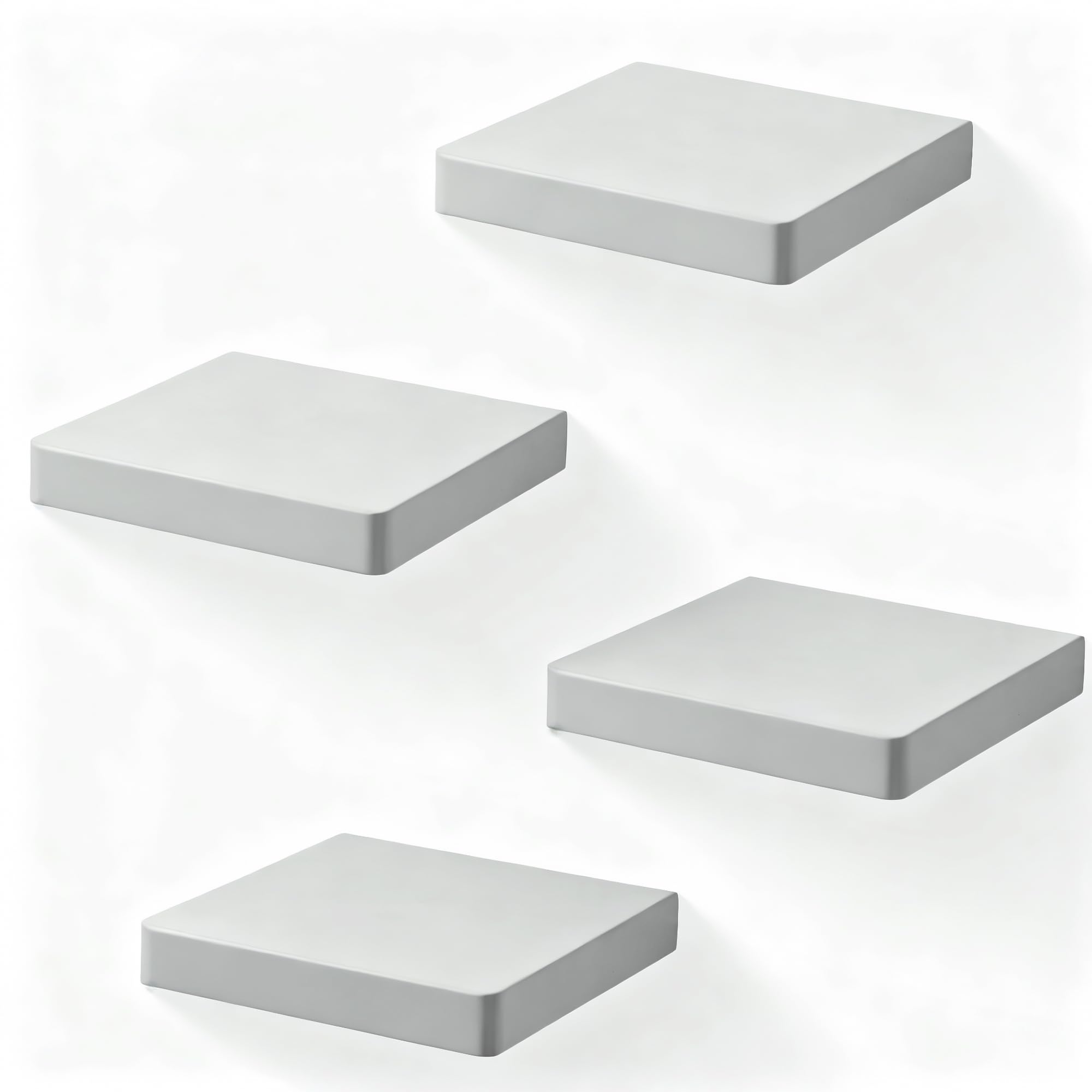 SEEKMOO Small Floating Shelves for Wall Set of 4,15cm Square Shelves,Grey