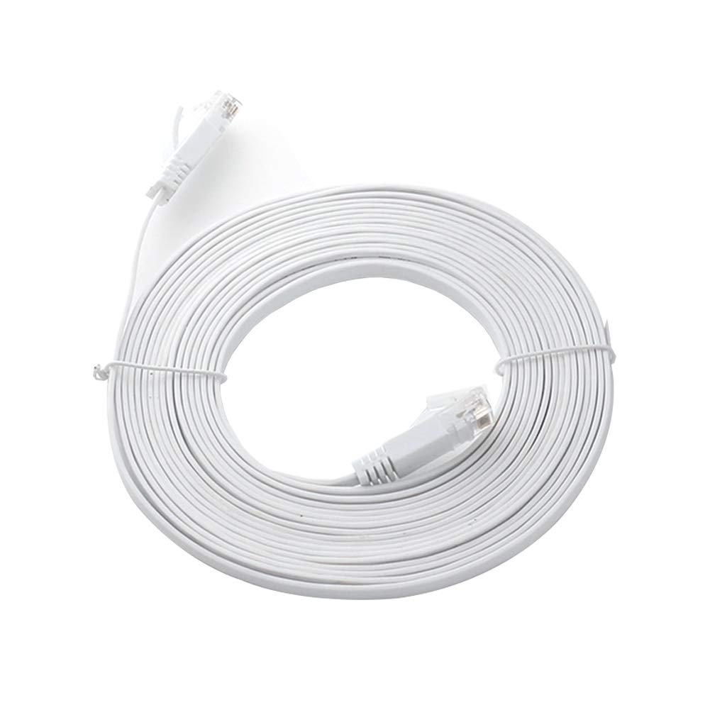 AKT Gat 6 Cable Ethernet Plano 10Gbps RJ45 Cable de Red Cordón de Parche de Par Trenzado Internet UTP Cat6 Cable LAN Ethernet,White,40m/131ft
