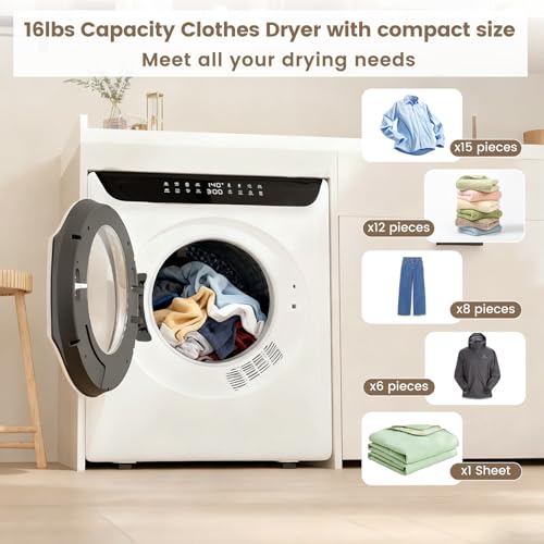 Image of VCJ 2.8 cu.ft Portable Dryer, 1400W Electric Clothes Dryer with 6 Drying Modes & LED Control Panel, Front Load Compact Dryer for Home, Apartment, Dorms
