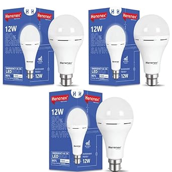 Lebnon HENONEX 12 watt LED Bulb | AC-DC Emergency Inverter Bulb with 4 Hours of Battery Backup | B-22 Base (B-22) (3)