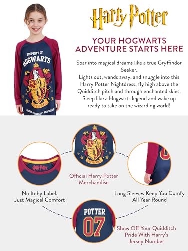 Harry Potter Nightgown | Gryffindor Nightgowns for Girls | Hogwarts Long Sleeve Girls' Nightgowns & Sleep Shirts3