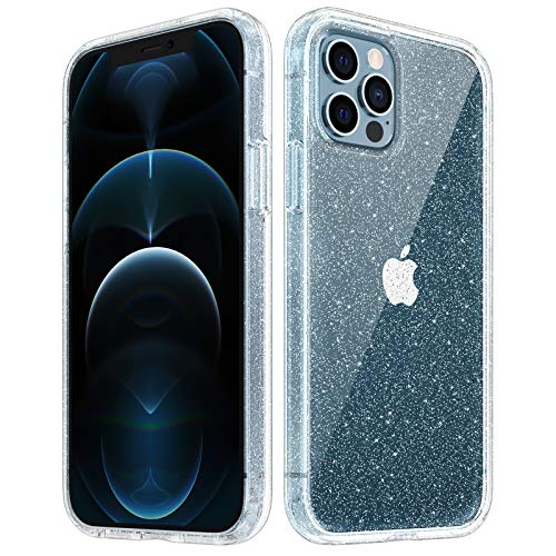 Ruky iPhone 12 Pro Max Case, iPhone 12 Pro Max Glitter Case, iPhone 12 Pro Max Sparkle Case for Women Girls Crystal Clear Bling Shiny Shockproof Phone Case for iPhone 12 Pro Max 6.7