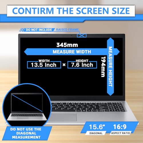 Image of Magnetic Laptop Privacy Screen 15.6 Inch 16:9, Removable Privacy Filter | Compatible with Samsung HP Dell Asus Acer Sony Lenovo LG Thinkpad Toshiba, Anti Spy, Anti Glare, Blue Ray Reduction