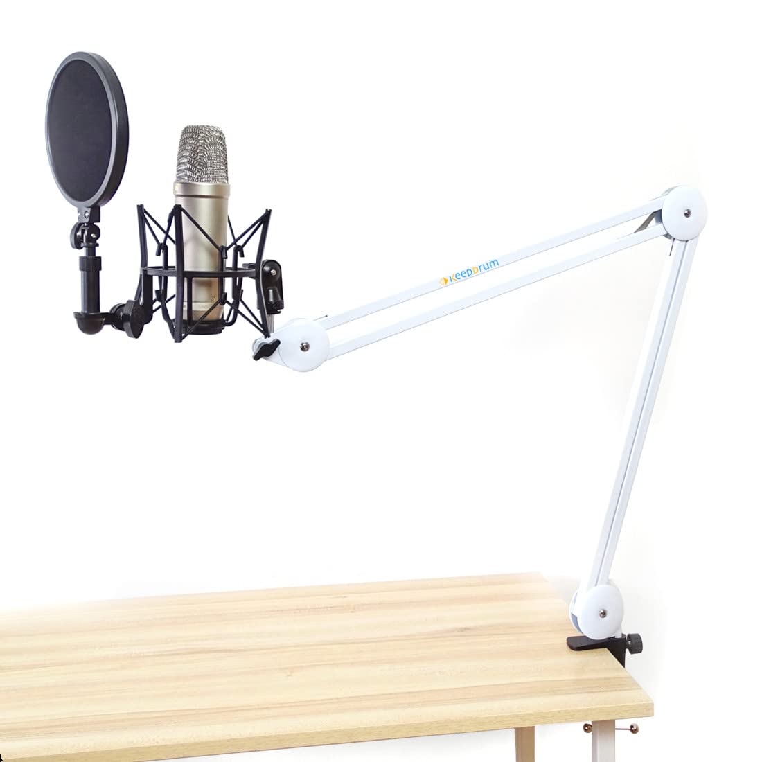 keepdrum MS138WH - Brazo de micrófono articulado para micrófonos, color blanco