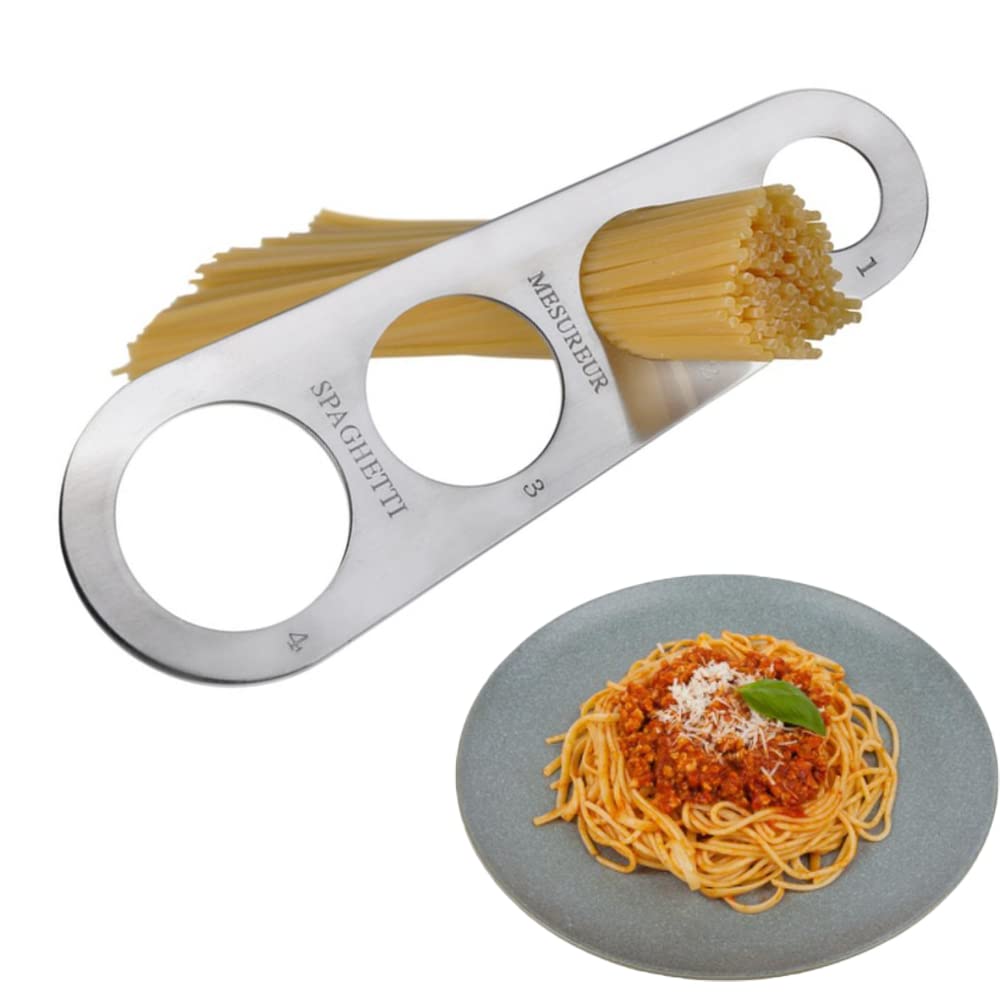 Lmyzcbzl Medidor de Espaguetis Acero Inoxidable, Dispositivo de Medición, Gadgets de Control de Pasta Con 4 Orificios, Herramienta de Cocina