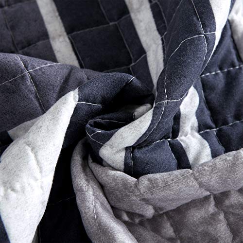 WOLTU BD12m04,1 Bedsprei patchwork in polyester,Sprei comfortabel 240x260cm omkeerbaar Blauw+Wit - Image 8