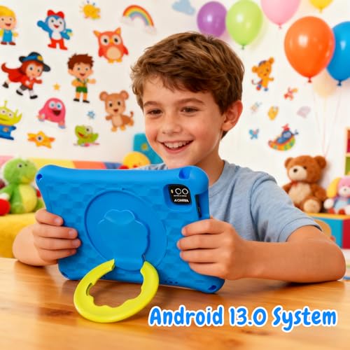Image of Kids Tablet, 10.1 inch Android Tablet, 12GB+64GB, 1TB Expandable, 5G WiFi 6, BT 5.0, Quad-Core, 6000mAh, Dual Camera, AWAWA Parental Control Mode, Blue Light Eye Protection Screen with Case.