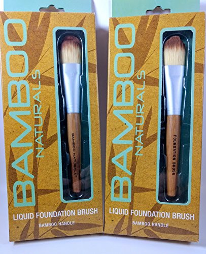 Foundation Brush Natural Bamboo Handle With Soft Bristles, Cover Imperfections And Blemishes. Liquid Foundation Applicator