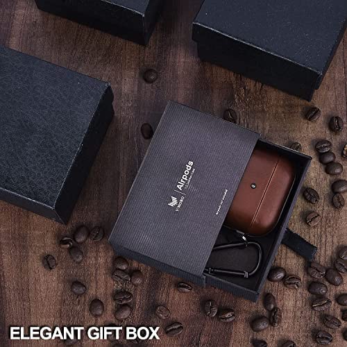 V-Moro Leather Airpods 3 Case For Airpods 3Rd Generation Protective Genuine Leather Cover Airpod 3 Case With Keychain For Men And Women, Front Led Visible - Dark Brown #TOP6