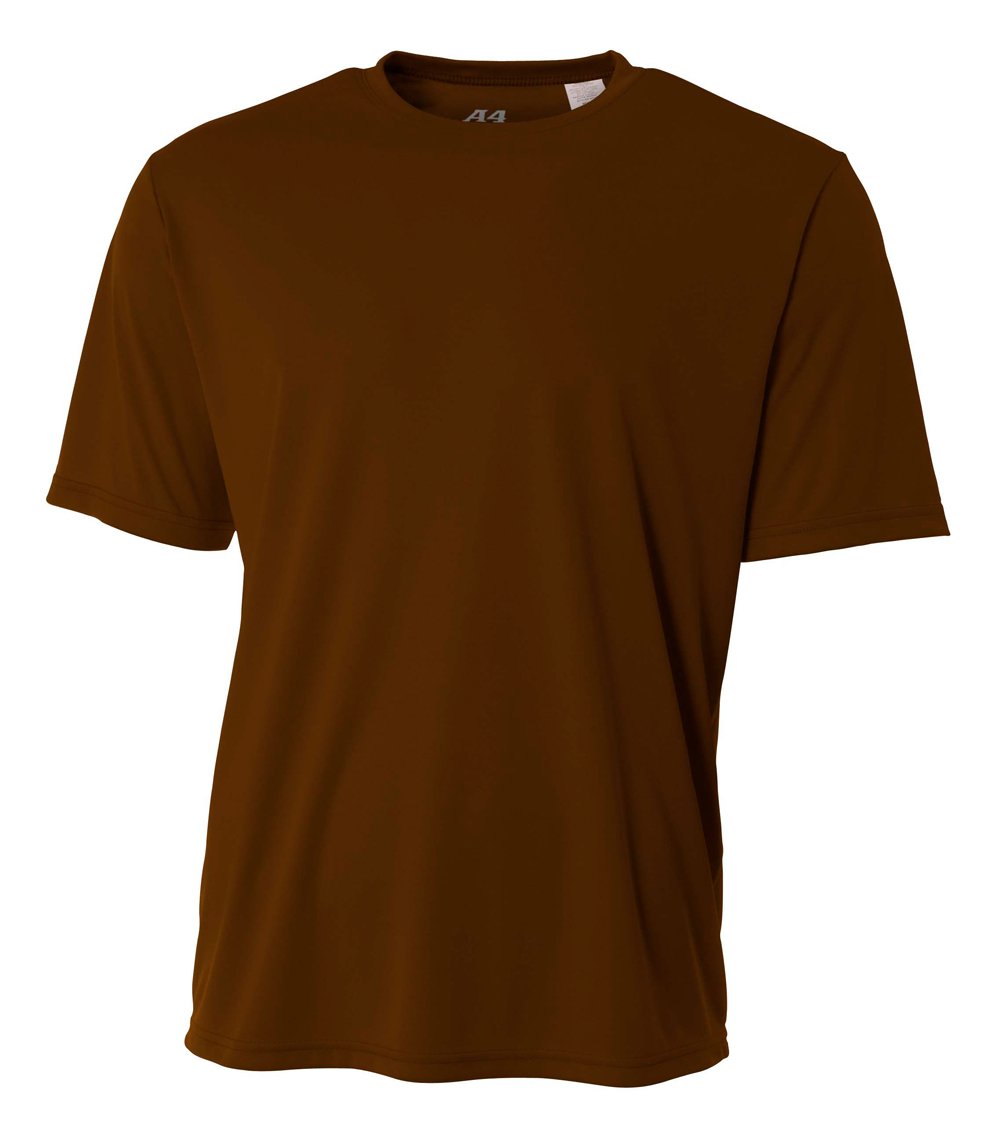A4 Men's Cooling Performance Crew Short Sleeve T-Shirt, Brown, XX-Large