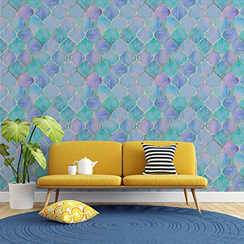 Image of DWELLSINDIA Moroccan Pattern Self Adhesive Peel and Stick PVC Wallpaper Waterproof, Scratch Resistant, Laminated (41CM X 244CM, Multi, Matt)
