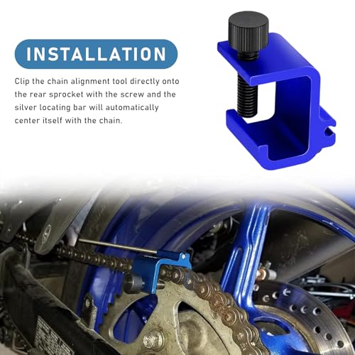 Image of KVAEY 2 PCS Chain Alignment Tool for Motorcycle, 08-0048 Aluminum Sprocket Chain Adjustment Tool, Quick & Accurate Professional Chain Alignment Tool Suitable for ATV Scooter Dirt Bike (Blue)
