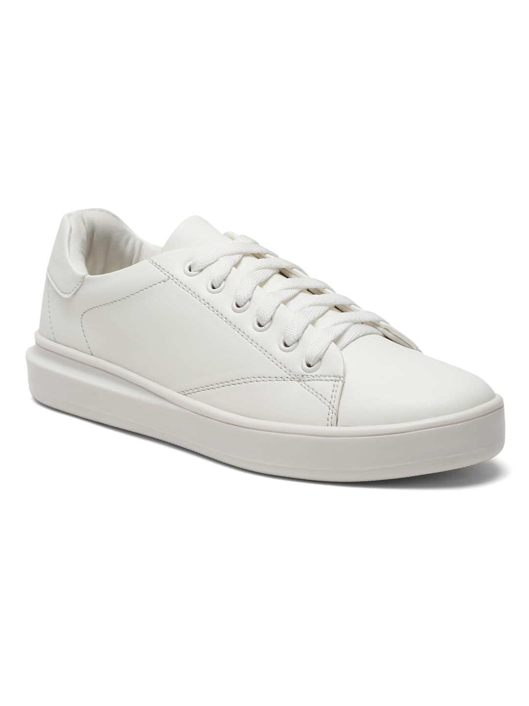 Bruno Manetti Womens White Lace up Back Closed with Dual Color Round Toe Comfort Flats Solid Sneakers (B0CDXKD4QL) Amazon Price History, Amazon Price Tracker