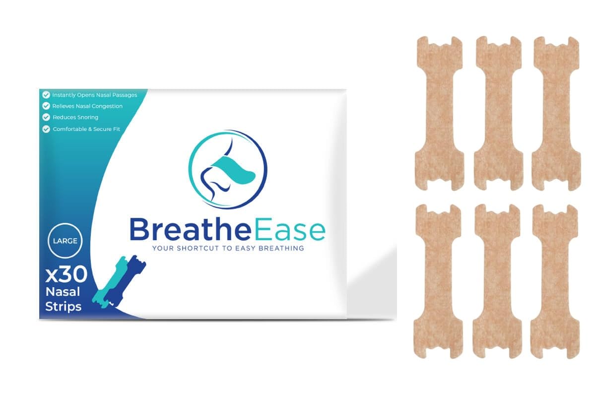 Nasal Strips 30 Pieces Natural Breathing Aid for Easier Airflow Comfortable Sleep Sports Support Non-Medicated Gentle Effective