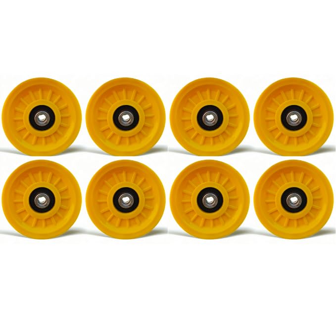 3.95 inch 100 MM Universal Bearing Pulley Wheel for Home Gym Equipment, Cable Machine Replacement Part Nylon with ABS Core (8, Yellow)-image-25