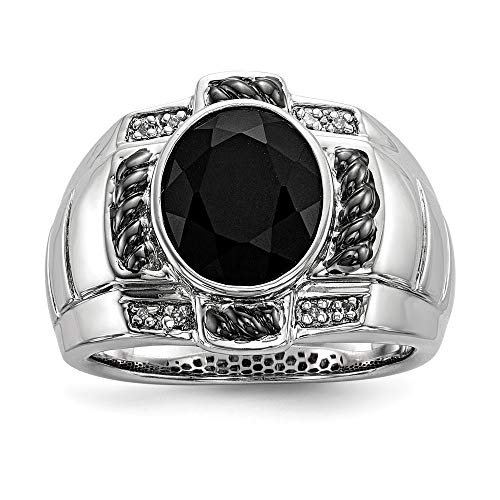 925 Sterling Silver White Night Diamond Amp; Black Onyx Oval Menring Size 9.00 Ring Gemstone Man Fine Jewelry For Dad Mens Gifts For Him 925 Sterling Silver White Night Diamond Amp; Black Onyx Oval Menring Size 9.00 Ring Gemstone Man Fine Jewelry For Dad Mens Gifts For Him