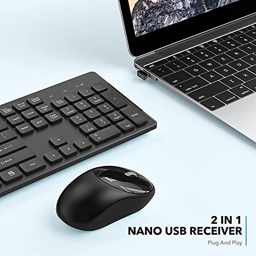 WisFox Combinazione di Tastiera Mouse Senza Fili