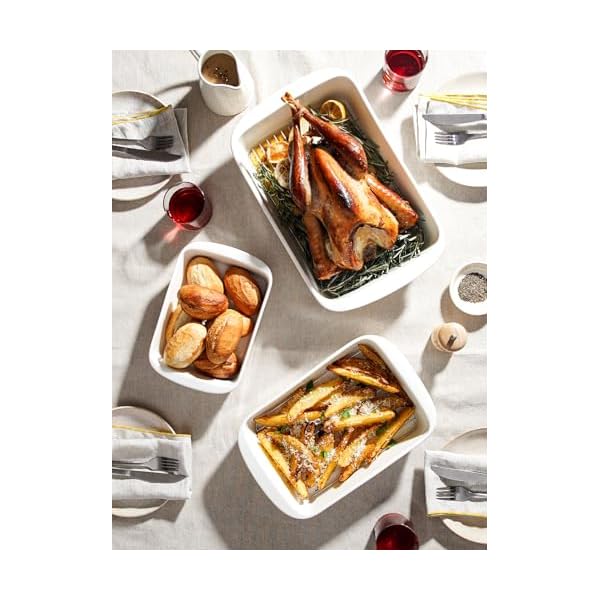 Le tauci deep casserole dishes for oven 137×96 ceramic baking dish set with roasting racks large lasagna pans with handles rectangular bakeware as gift white 46qt30qt16qt set of 3  urban country home decor