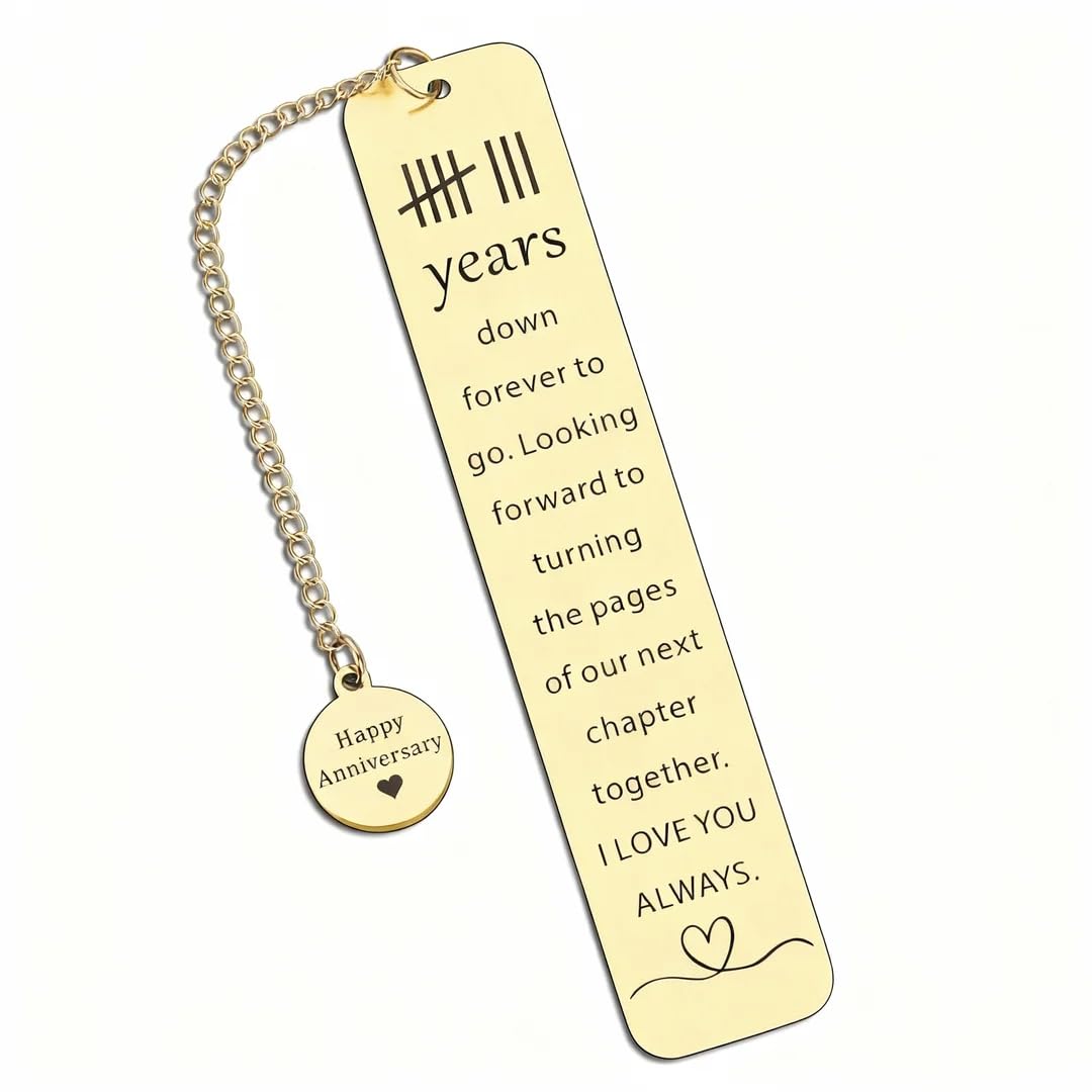 Aiyraa 8th Wedding Anniversary Metal Bookmark for Her/Him, Romantic Wedding Book Mark for Husband Wife Birthday Gifts, I Love You Always Bookmark