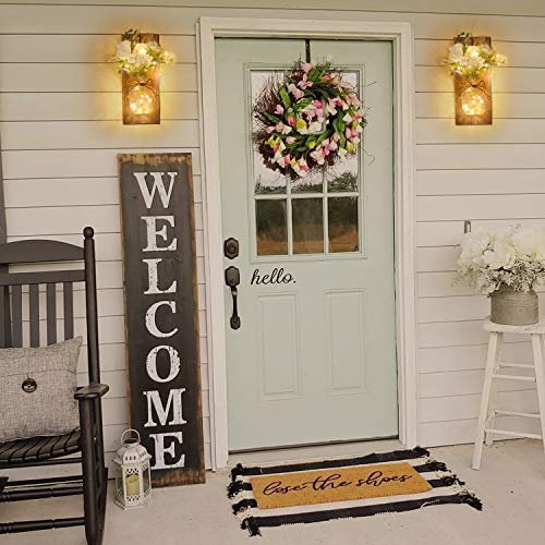 Wall Decor Mason Jar Sconces - Home Decor Wall Art Hanging Design With Remote Control Led Fairy Lights And White Rose, Farmhouse Wall Decorations For Bedroom Living Room Lights Set Of Two #TOP5