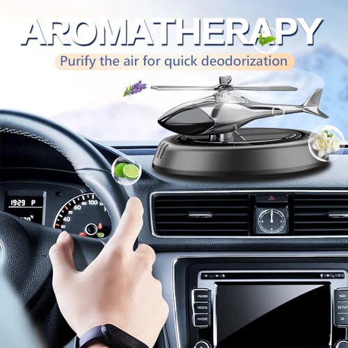 Image of Car Air Freshener, Solar Energy Rotating Car Airplane Aromatherapy Diffuser Automotive Interior Accessories with Plant Extract Air Fresh Perfume Flakes