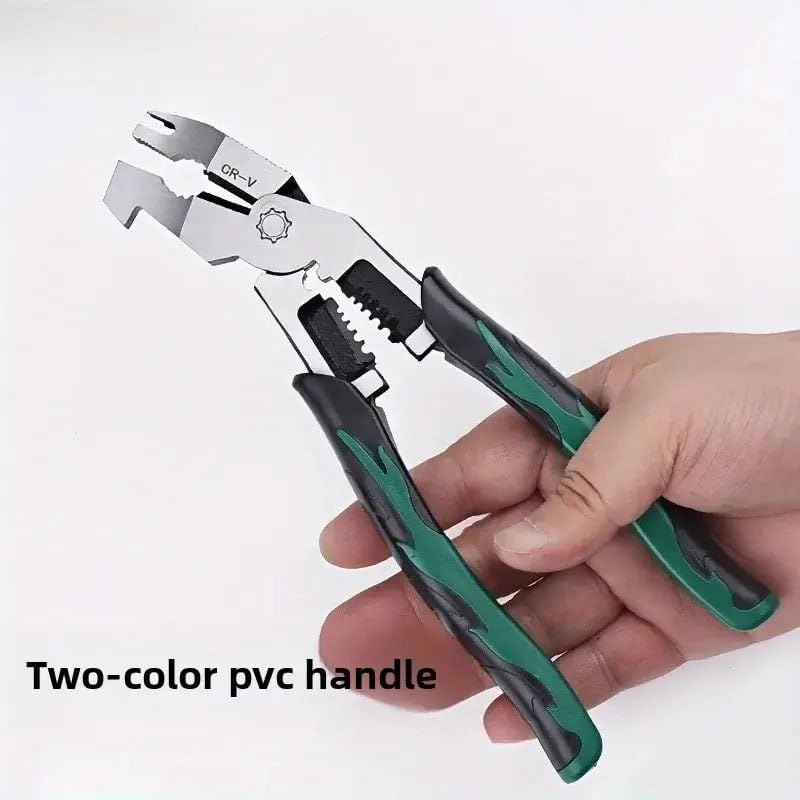 Image of XBEY Heavy-Duty Multi-Purpose Ammonium Steel Pliers with Non-Slip Jaws & Handle - Corrosion-Resistant, Sturdy Construction for Cutting, Shearing, Stripping, Tightening (Heavy Duty Green Plier)