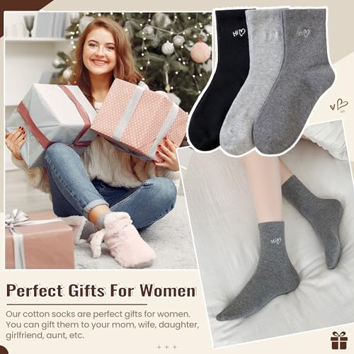 Eocom Women Socks Thin Cotton Bootie Socks Women Above Ankle Crew Socks 3 Pairs4