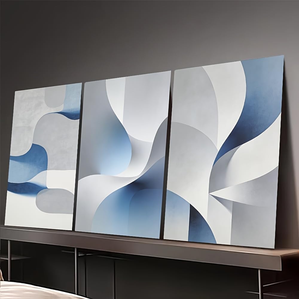 CWZBFEH 3 quadri moderni e delicati, color pesca e menta, per soggiorno (70x90 cm x 3 pezzi/con cornice)