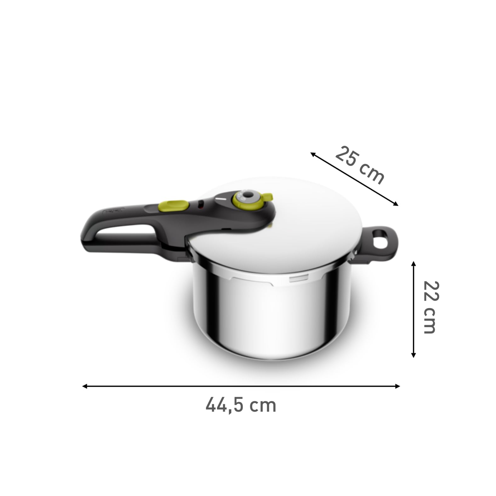 Tefal Secure 5 Neo Schnellkochtopf 6L Edelstahl, 22cm, Korbeinsatz & Dreifuß, 2 Garstufen, Secure 5 Sicherheitssystem, alle Herdarten, induktionsgeeignet, spülmaschinenfest, P2530738