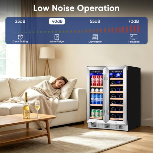 Image of 24 Inch Dual Zone Wine and Beverage Refrigerator Cooler Under Counter