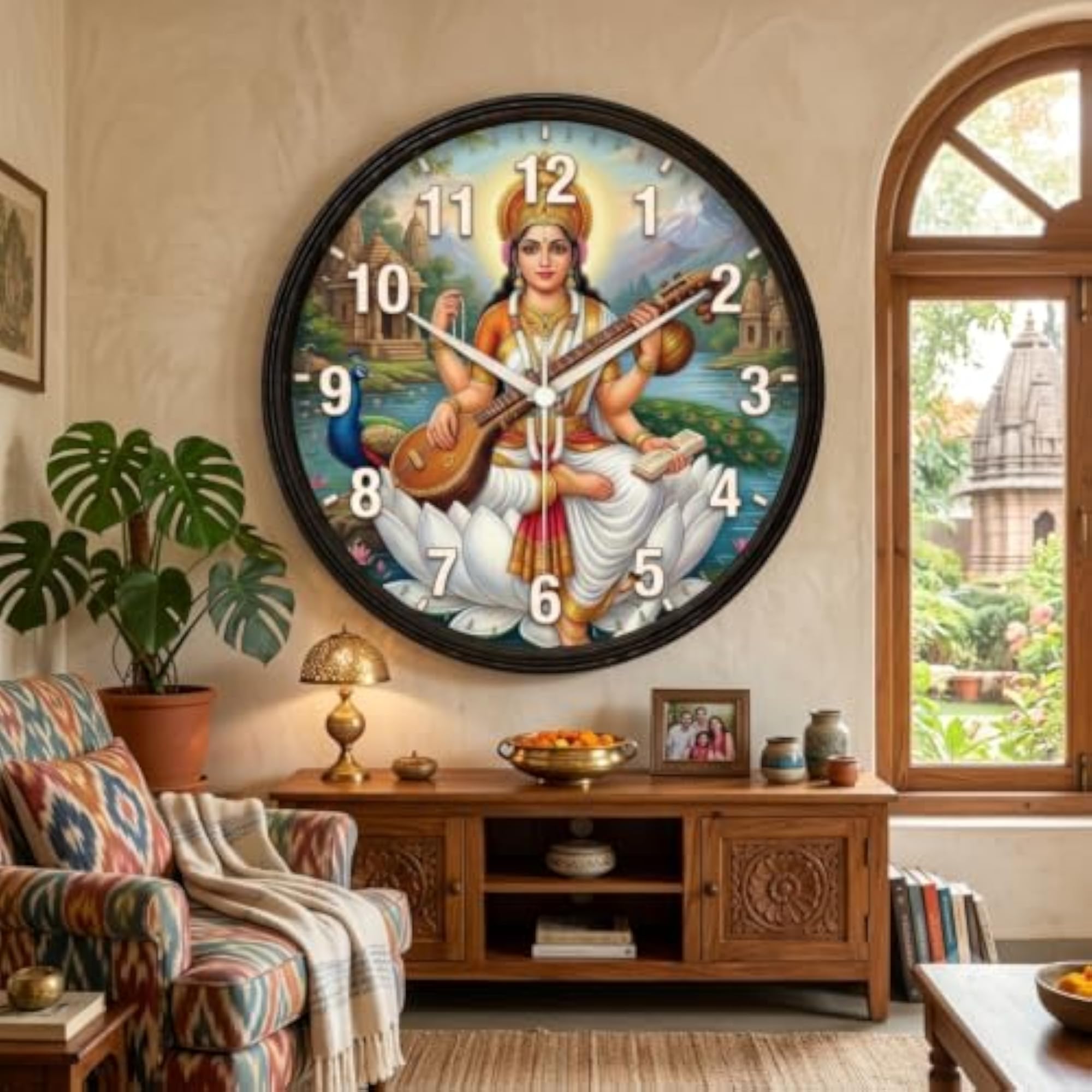 Maa Saraswati Designer Wall Clock for Home and Office