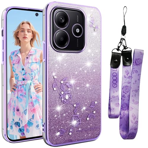 Coque Xiaomi Redmi Note 14 5G violette idéale pour selfies et festivals avec dragonne Ysnzaq