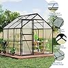 6x6Ft Greenhouse for Outside, Walk-in Greenhouses for Garden Planting, Polycarbonate Greenhouses with Aluminum Frame, Sliding Door＆Adjustable Roof Vent, Outdoor Green House for Backyard & Patio, Black #2
