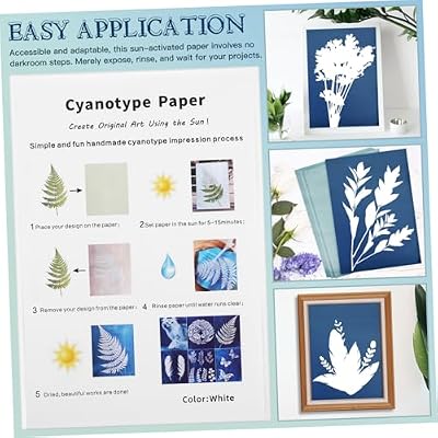Uonlytech 32sheets Cyanotype Kit Sun Print Paper Solar Activated Paper Home Made Art Supply