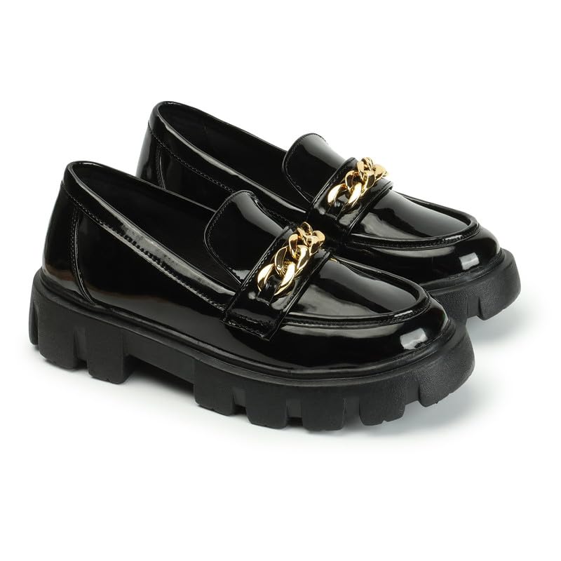 SLEEK STEP Womens Patent Leather Casual Solid Stylish Ankle Derby Black Slip-On Loafers (7 Uk) (B0CSK3LLBP) Amazon Price History, Amazon Price Tracker