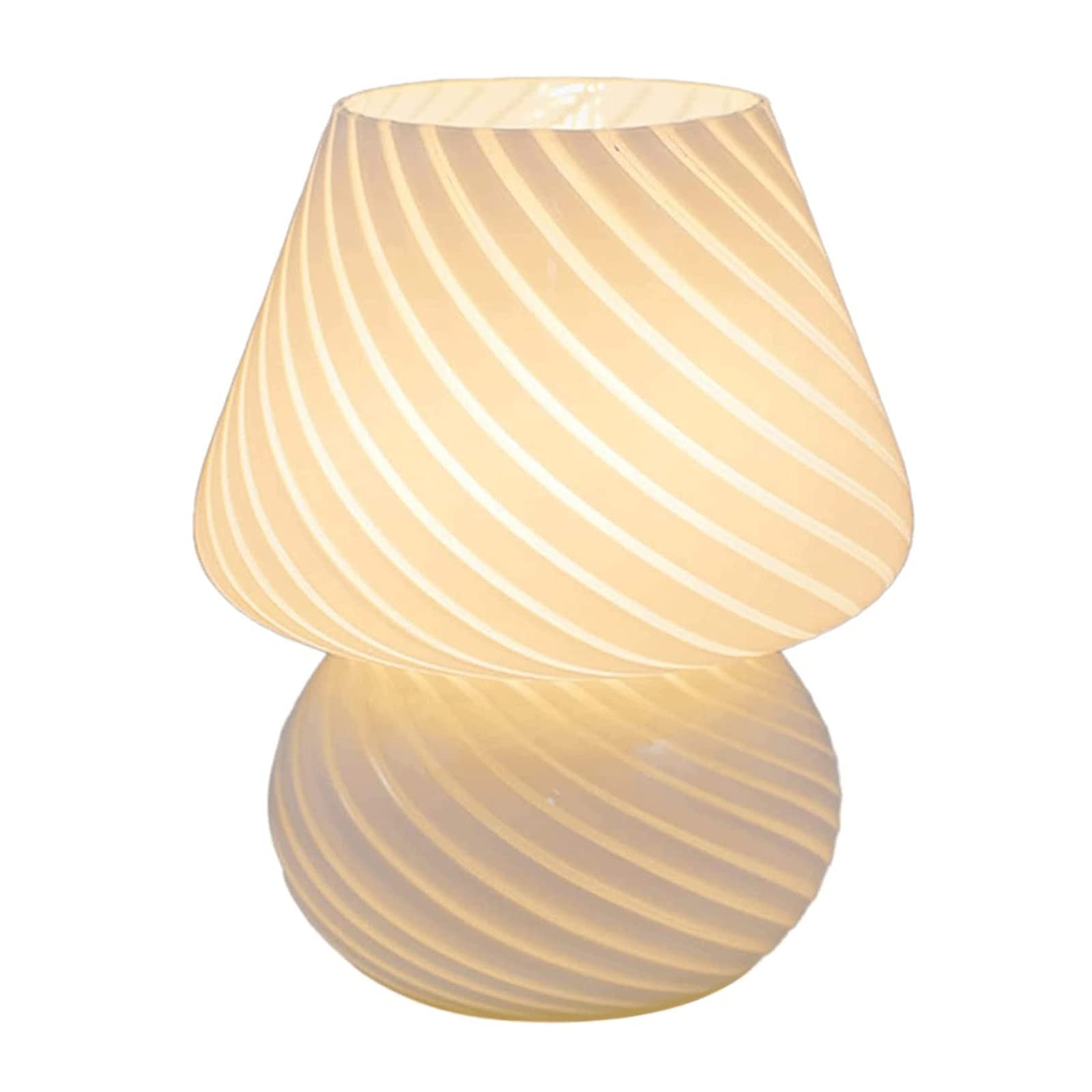 LIOONS Table Lamp Creative Mushroom Lamp Swirl Veins Glass Desk Lamp Striped Bedside Lamp 3 Color Adjustable Led Nightstand Lamp