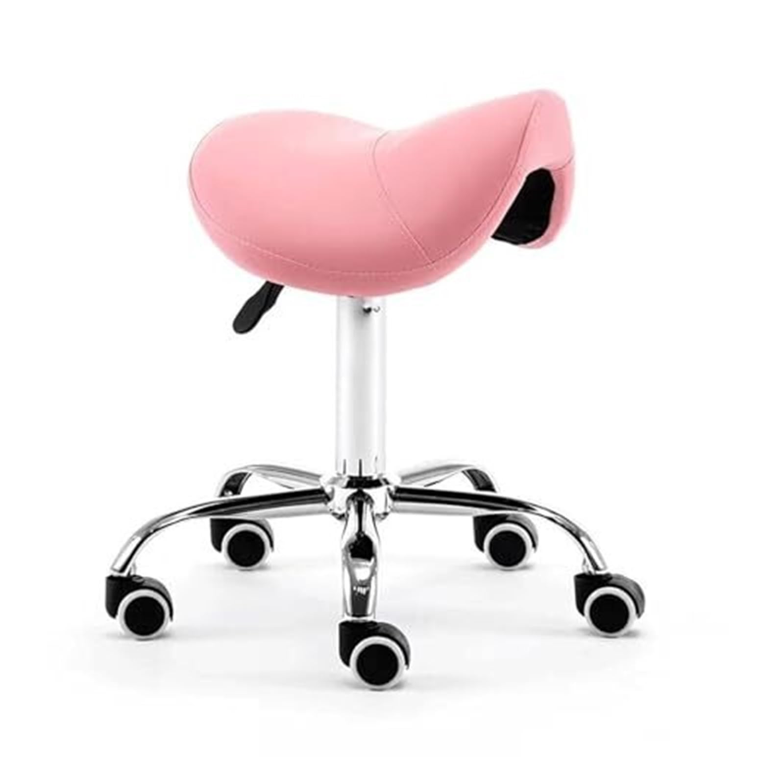 Hydrauliczny taboret siodłowy z kółkami, regulowana wysokość 45-60 cm, do klinik, spa i salonów