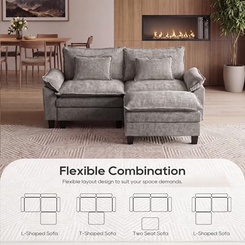 Image of URRED Oversized Modular Sectional Sofa,Gray:87 inch L Shaped