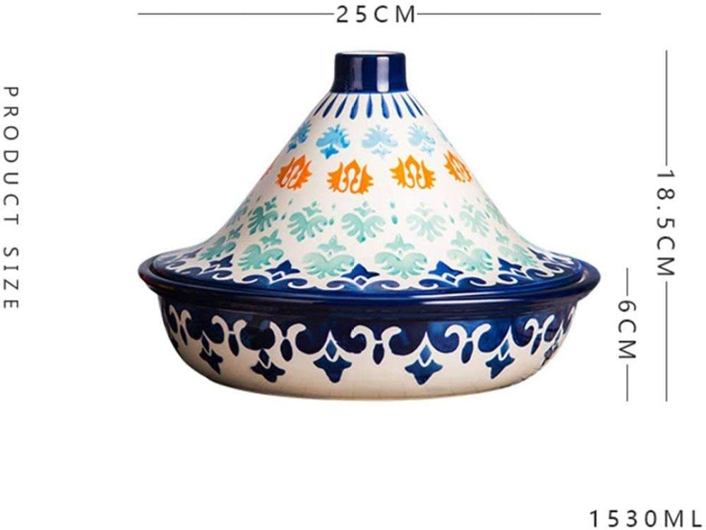 Tajine Traditionnel Marocain, Faitouts Pot De Cuisson Marmite Fait á La Main,Hand Painted Color-Ø25cm
