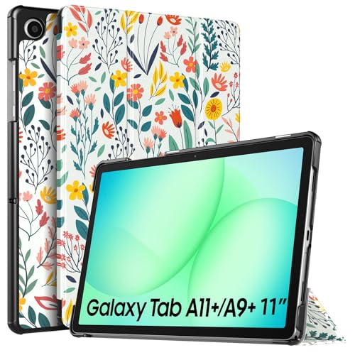 TiMOVO Funda para Samsung Galaxy Tab A11+ Plus/A9+ Plus 11 Pulgadas (2025/2023), Funda Ligera y Delgada con Soporte, Auto Activación/Suspensión, Flores