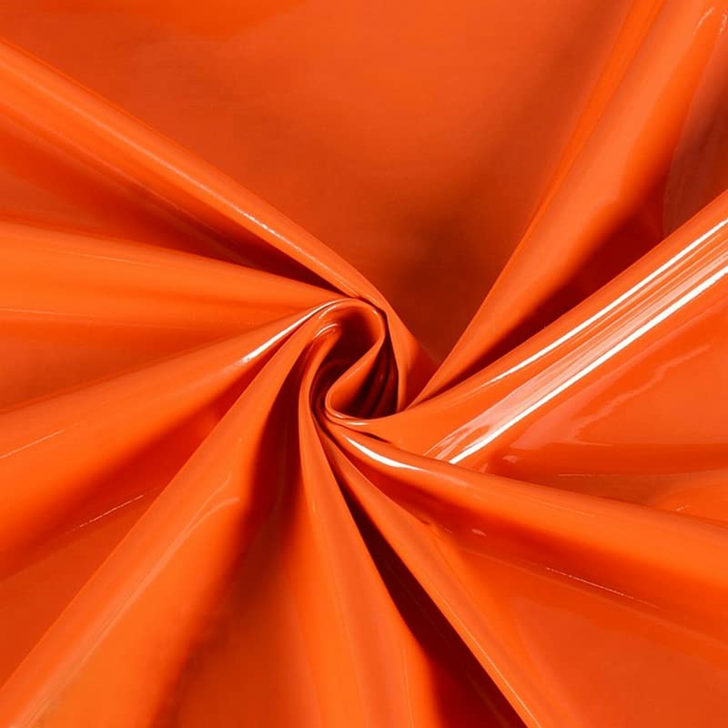 50X145CM 13 Color Shiny Glossy Vinyl Leather PU Fabric Soft Stretch Mirror Material for Bag Dress Stage Costume Upholstery (Orange)