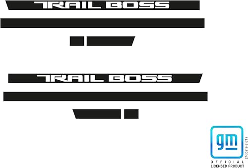 Miniatura 3 de Chevy Silverado - Calcomanías de cuerpo de doble cabina y tripulación Trail Boss color negro mate 2019-2025 con licencia GM