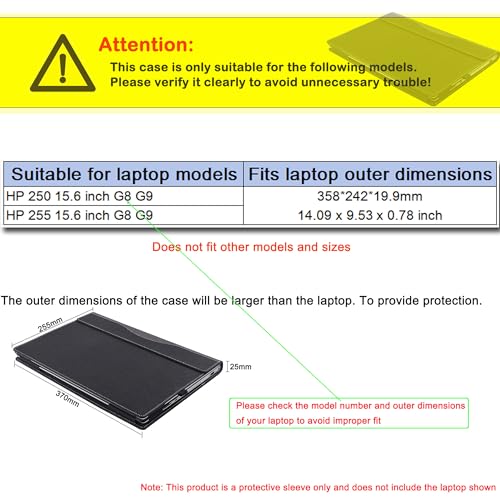 Funda Protectora para Laptop HP 250/255 15.6 Pulgadas PU Cuero miniatura 2
