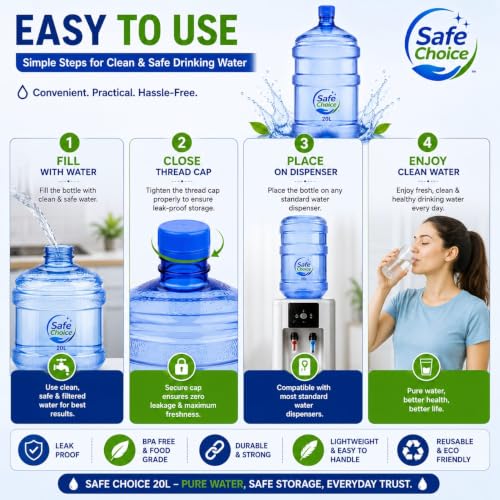 Image of Plastic Water Bottle - 20L, Mineral Water Dispensers Jar | Drinking Water Can | Big Water Bottle BPA Free Water Bottle Large Container With Thread Cap (BLUE)