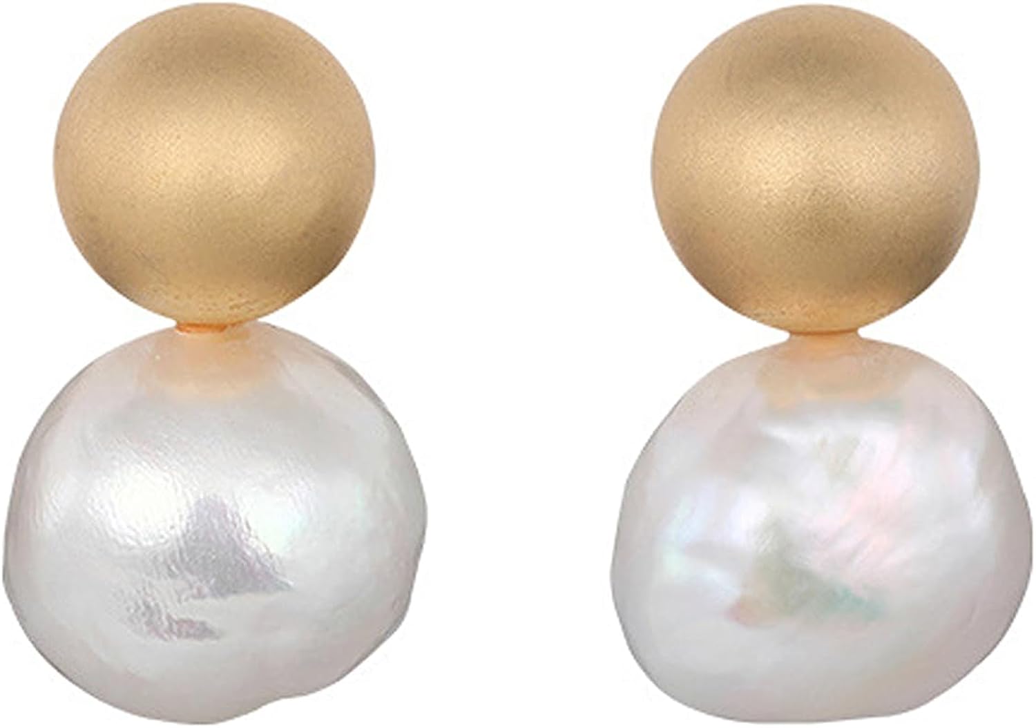 Miniatura 2 de OwMell Aretes colgantes de cuentas dobles para mujer, aretes de bola ligeros chapados en oro real de 18 quilates y platino 925