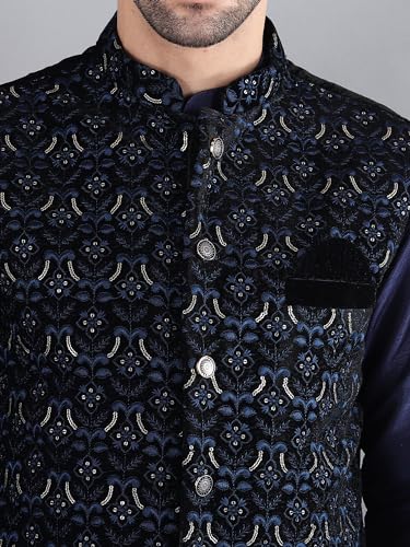 Image of Uri and MacKenzie Men's Silk Blend Kurta Pajama with Designer Ethnic Nehru Jacket /Modi Jacket