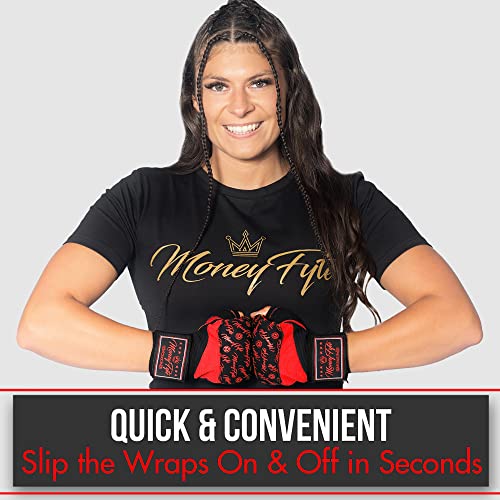 Moneyfyte Quick Gel Boxing Wraps Under Boxing Gloves - Kickboxing Mma Muay Thai - Fist, Knuckle, Wrist Wrap Protection Inner Glove Hand Wraps - Men Women Kids (Black/Red, L/Xl) #TOP6