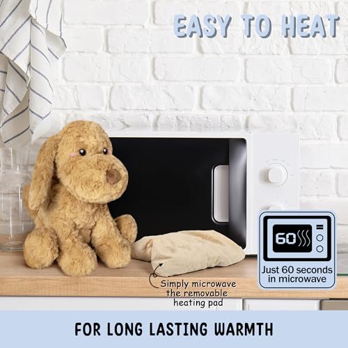 Image of Happy Fuel Goldendoodle Poodle Dog Microwavable Stuffed Animal 1.5 lb Unscented Heating Pad Plush, Soft Cozy Golden Doodle Puppy Toy for Relaxation and Comfort, Gift for Women, Girls, Adults & Kids