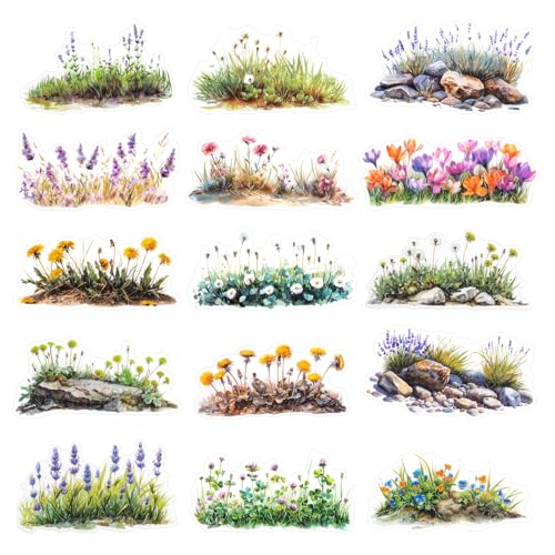 200Pcs Flower Stickers for Scrapbook, Small Vintage Floral Sticker for Water Bottles, Cute Wildflower Stickers for Crafts, Card Making