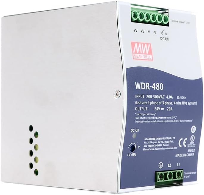 Mean Well WDR 120W 5A Power Supply Converter DIN Rail WDR-120-24 Power Supply Driver Transformer for Industrial Control System Factory Automation Electromechanical Equipment Etc